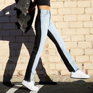 REVICE Ex-Boyfriend/ Harlow Wash half black and half blue jeans (never worn)